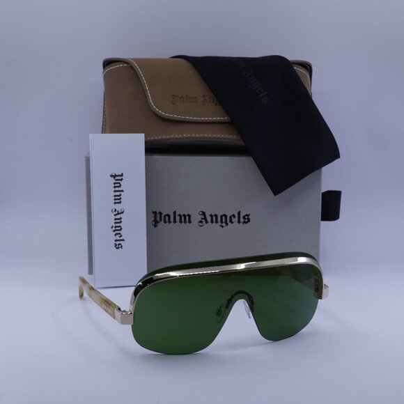 Palm Angels PERI10I KING 2455 Shield Sunglasses - Light Havana Gold/Green - Picture 4 of 9